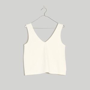 Madewell Jacquard Peekaboo-Back Crop Tank (white)